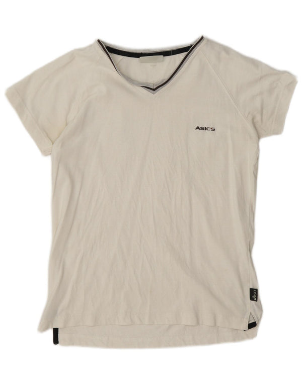 Camiseta feminina Asics UK 12 médio algodão branco