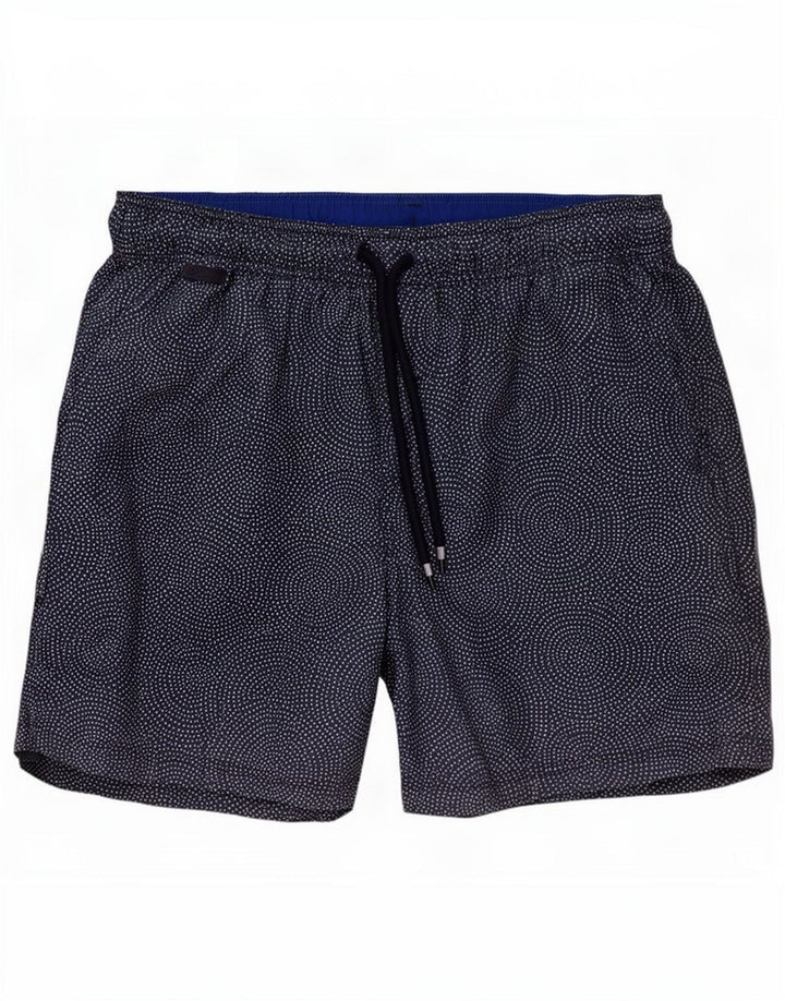 Shorts de natação masculino Marks & Spencer pequeno poliéster geométrico azul marinho