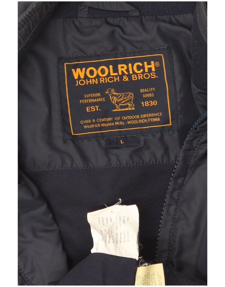 Jaqueta corta-vento masculina Woolrich UK 40 grande nylon azul marinho