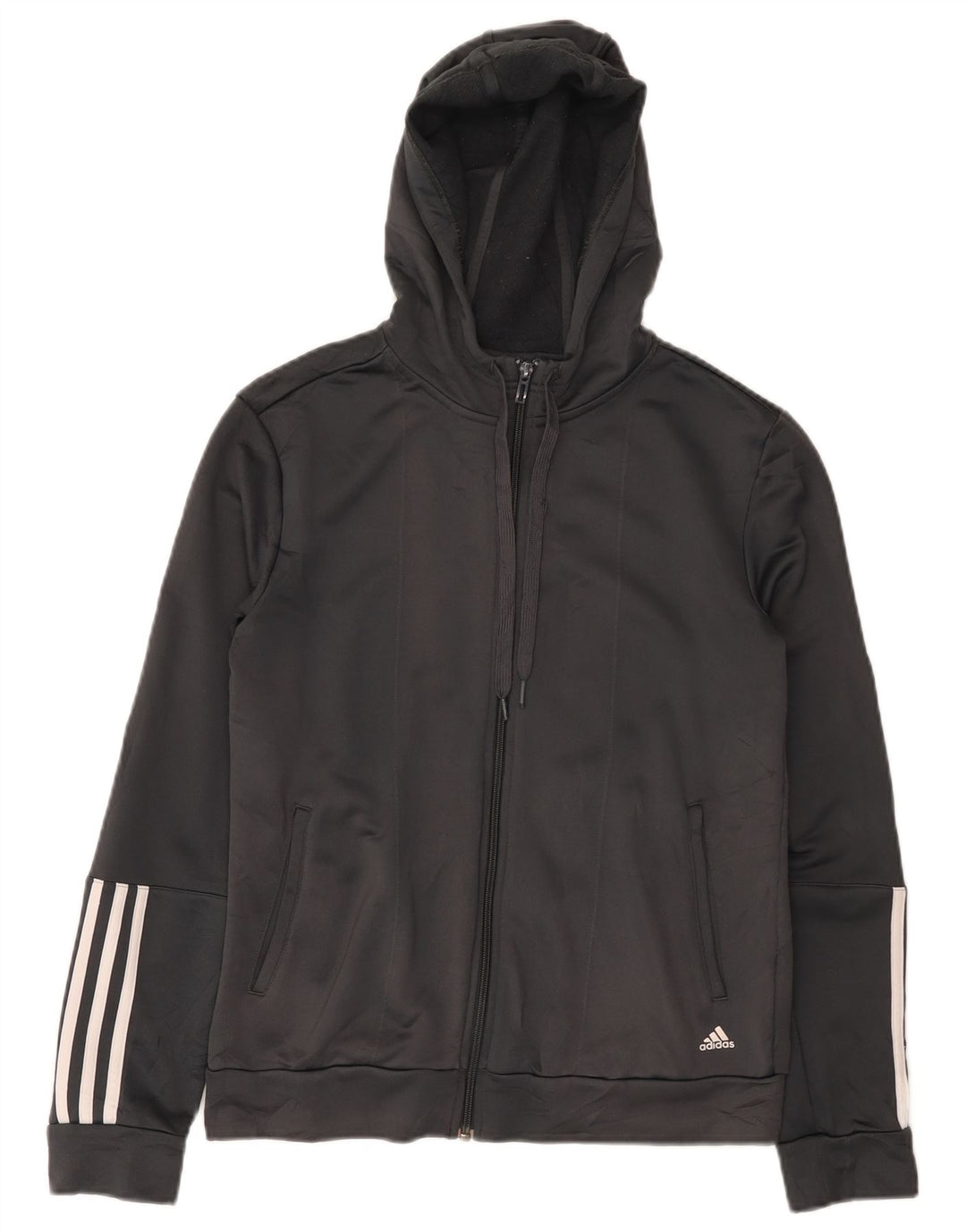 Suéter Adidas Feminino Climalite Zip com Capuz UK 12/14 Cinza Médio Poliéster