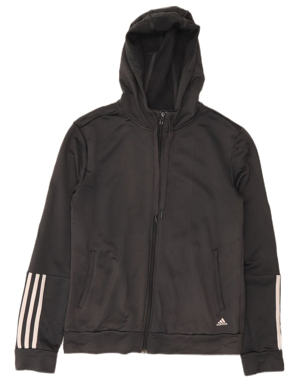 Suéter Adidas Feminino Climalite Zip com Capuz UK 12/14 Cinza Médio Poliéster