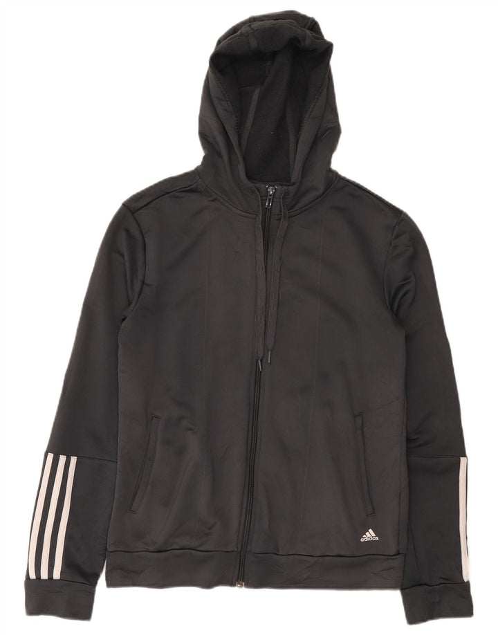 Suéter Adidas Feminino Climalite Zip com Capuz UK 12/14 Cinza Médio Poliéster