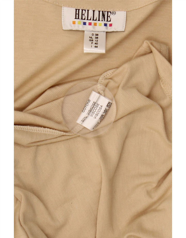 HELLINE Vestido maxi feminino UK 12 algodão bege médio