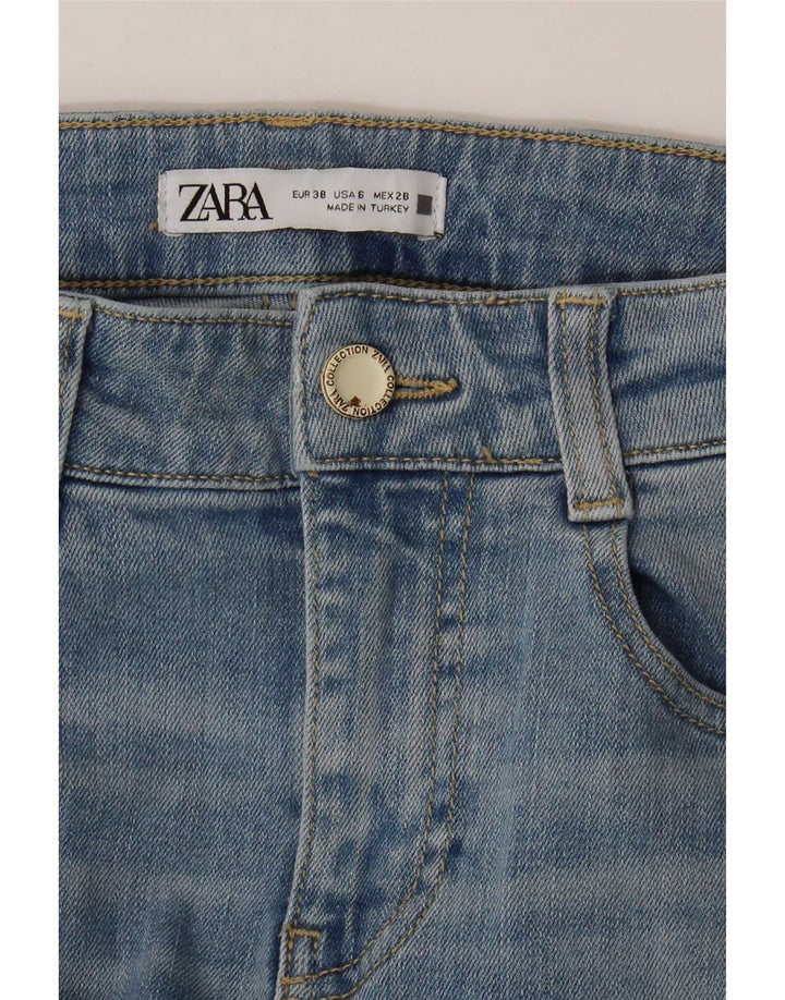 Zara Jeans feminino queimado EU 38 pequeno W28 L30 azul