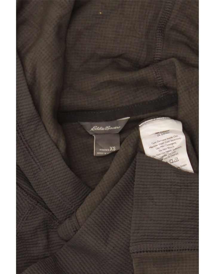 Eddie Bauer Top feminino com capuz manga comprida UK 6 XS poliéster cinza