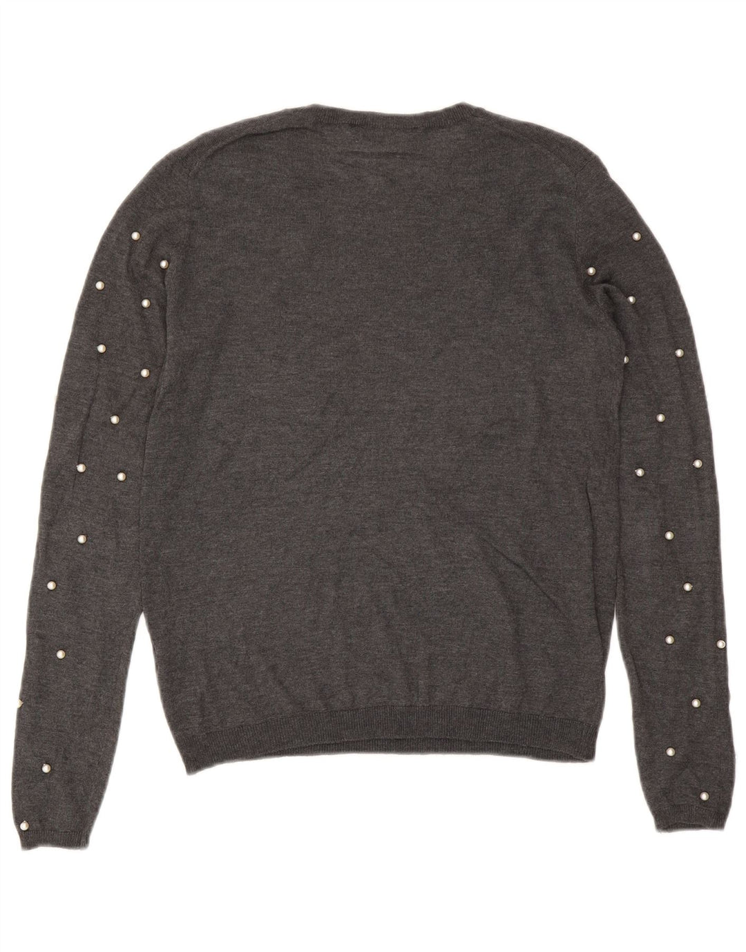 Suéter feminino Zara com gola redonda, Reino Unido 10, pequeno, cinza modal