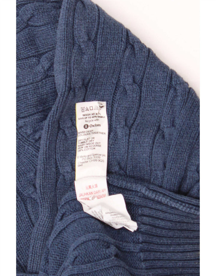 Suéter masculino Marks & Spencer Blue Harbor com gola redonda, marinho médio