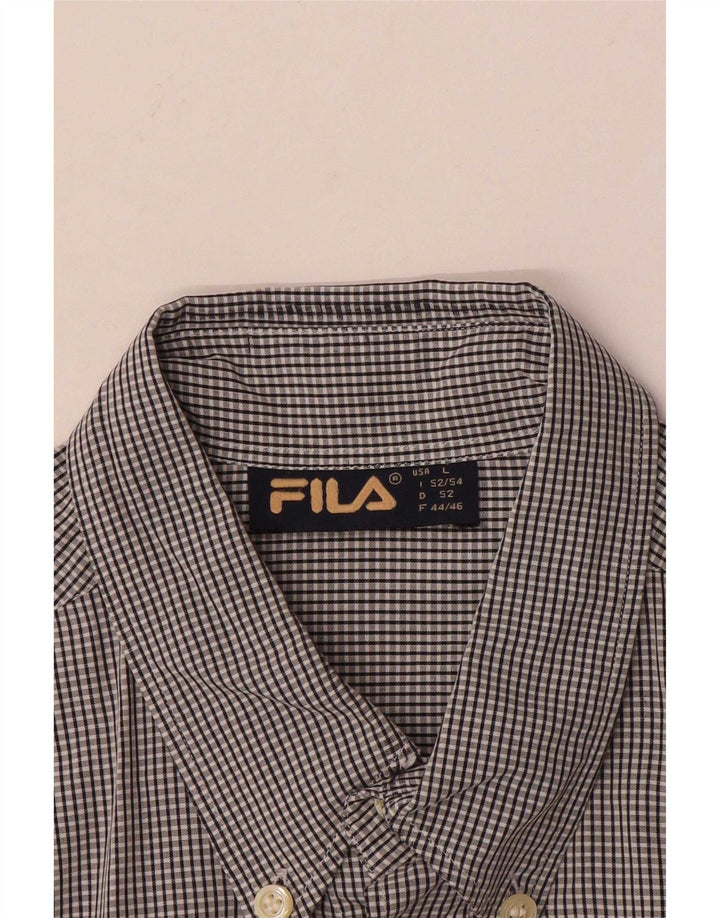 Fila Camisa Masculina Grande Xadrez Cinza