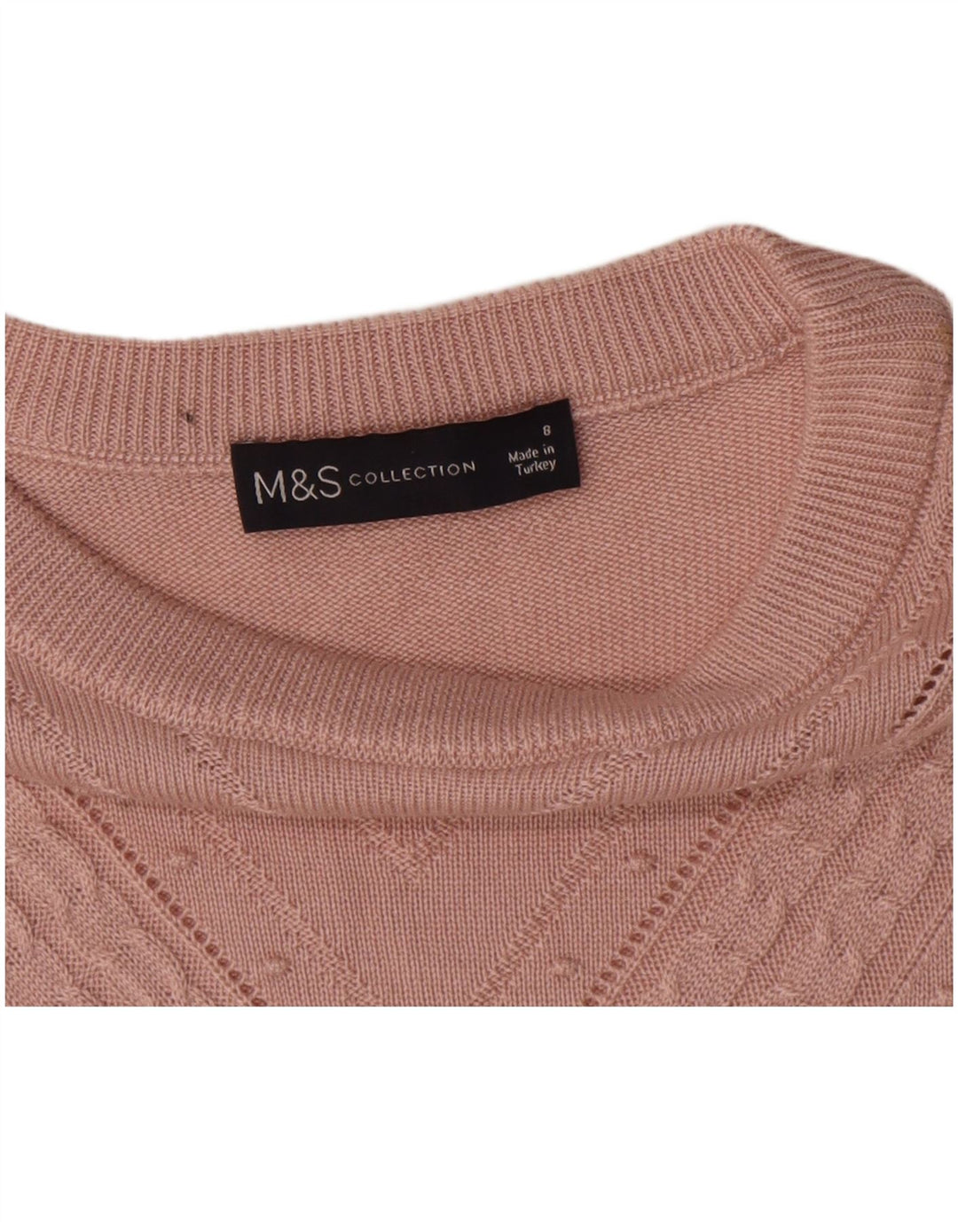 Suéter feminino Marks & Spencer com gola redonda Reino Unido 8 pequeno rosa