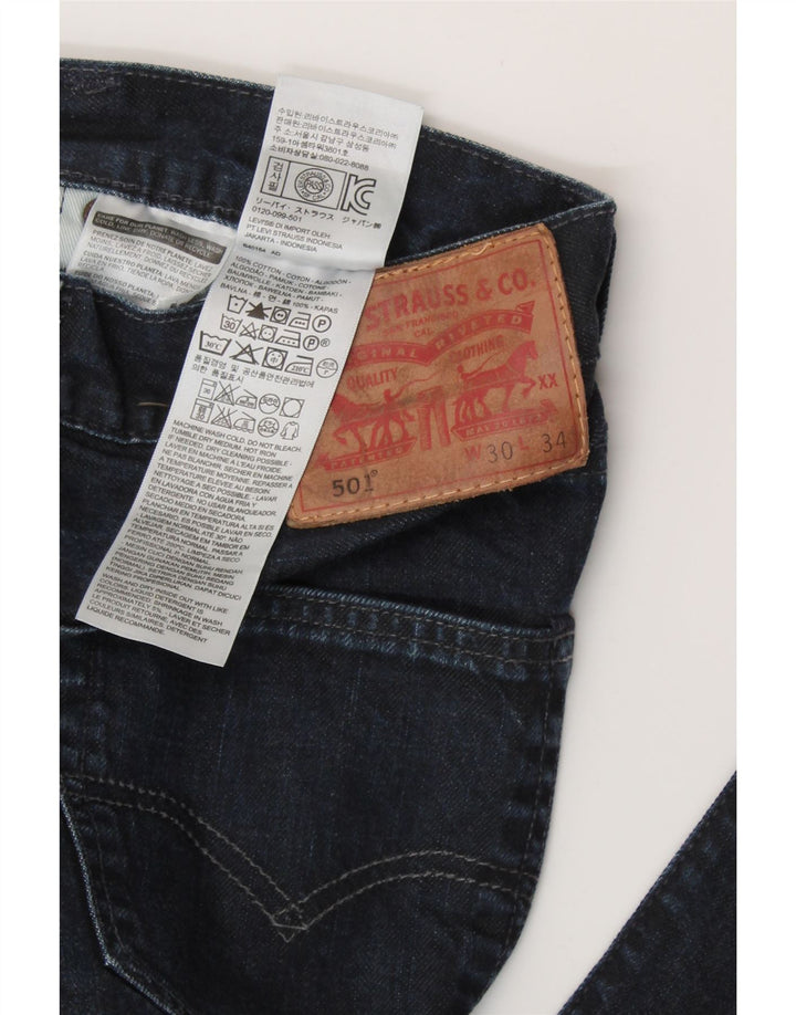 LEVI'S Masculino 501 Straight Jeans W30 L34 Azul Marinho Algodão
