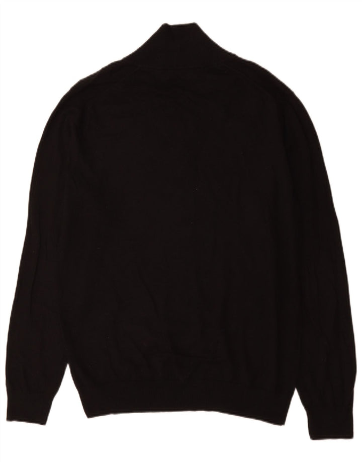 Suéter masculino Reiss com gola e botão grande de algodão preto