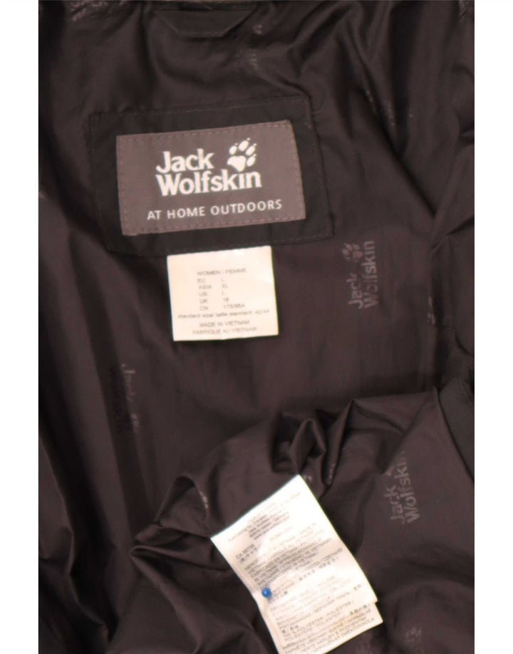 Casaco acolchoado com capuz feminino Jack Wolfskin Reino Unido 16 grande poliéster preto