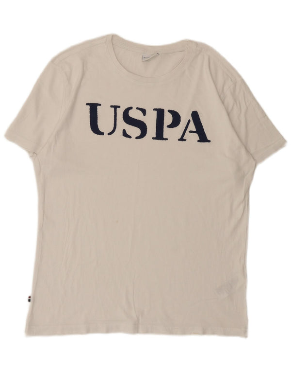 U.S. Polo Assn. Mens Graphic T-Shirt Top Large White Cotton