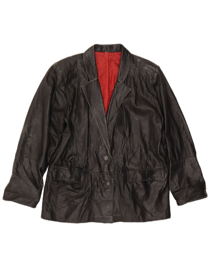 Jaqueta de couro feminina vintage IT 50 XL couro preto