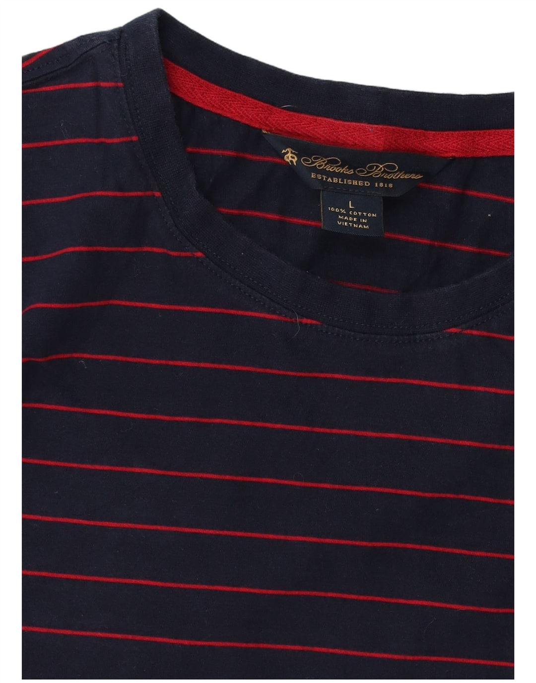 Camiseta masculina BROOKS BROTHERS grande algodão listrado azul marinho
