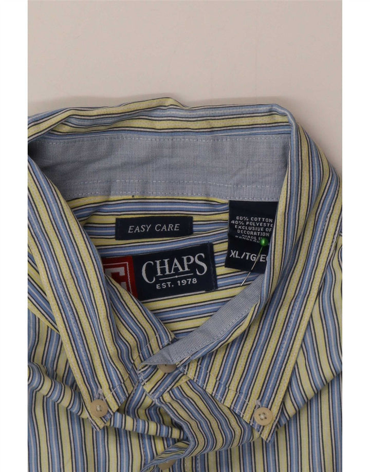Camisa masculina Chaps XL azul listrada de algodão clássica