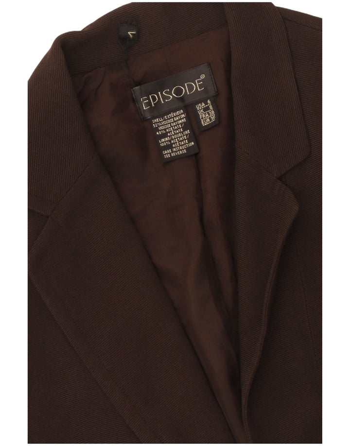 Jaqueta Blazer Feminina Episode 1 Botão Reino Unido 8 Pequena Viscose Marrom