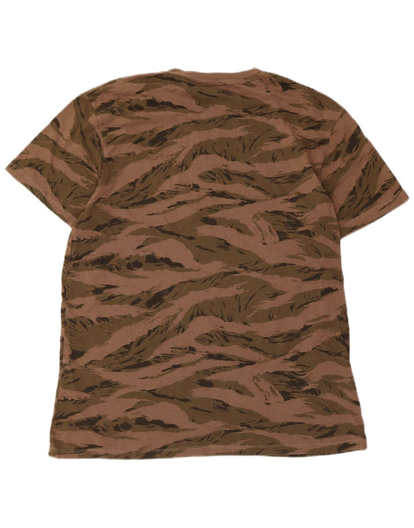 Camiseta masculina All Saints Regular Fit Top Marrom Médio Animal Print Algodão