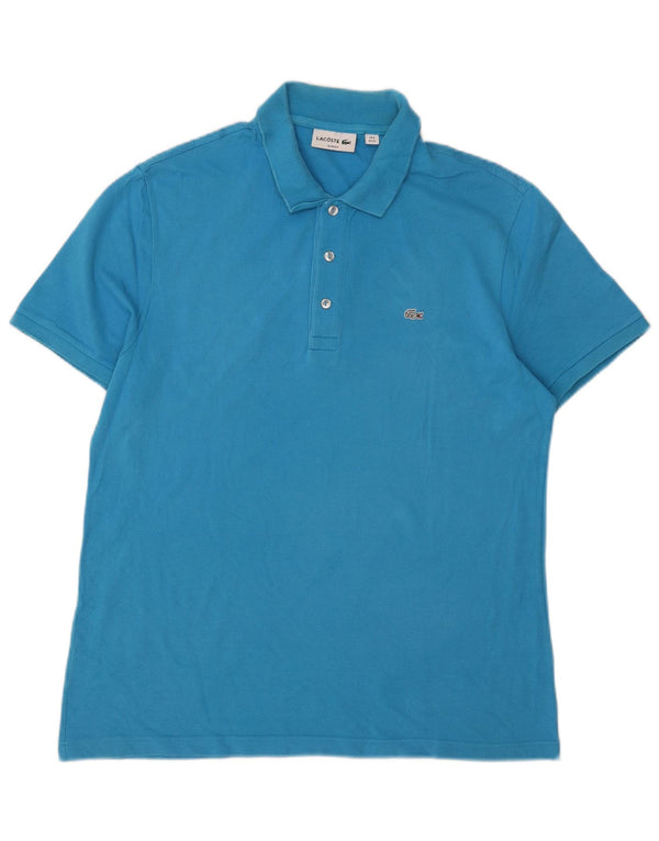 Camisa polo masculina Lacoste Slim Fit tamanho 6 XL azul algodão