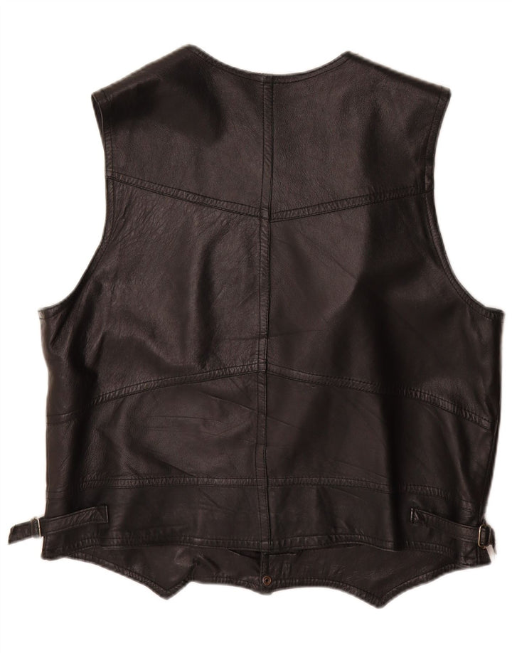 Colete de couro masculino VINTAGE grande preto