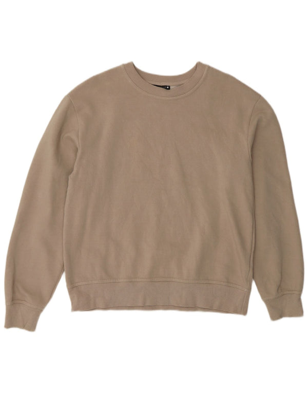 Zara moletom feminino oversized jumper UK 10 pequeno algodão bege