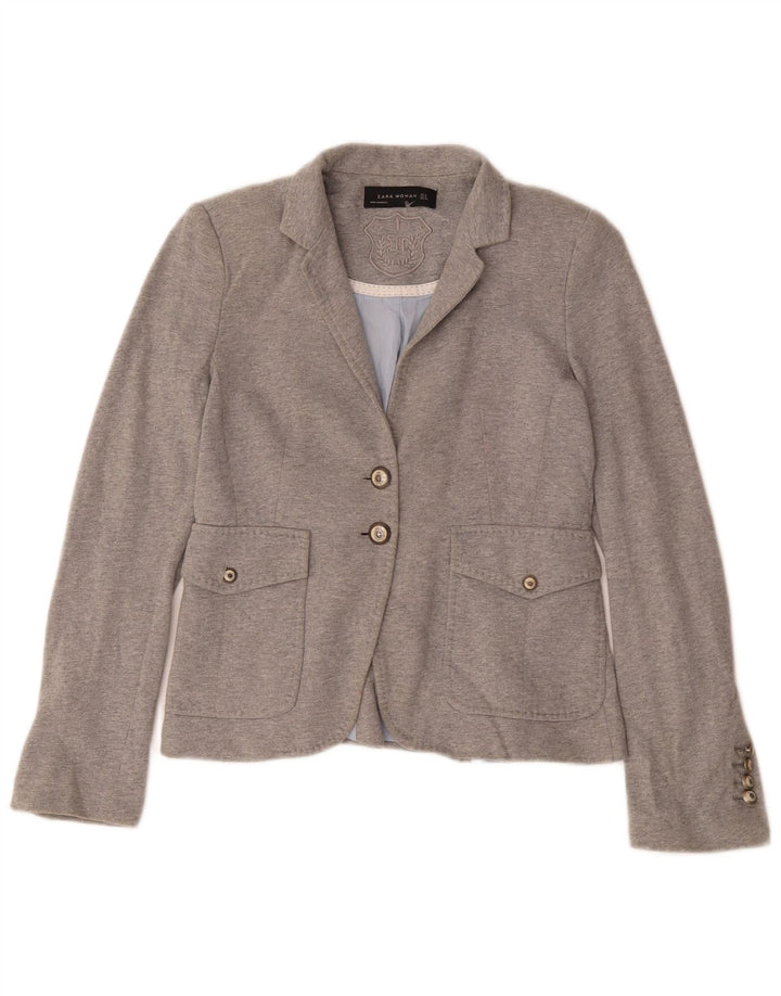 Jaqueta blazer feminina Zara com 2 botões UK 10 poliéster cinza pequeno
