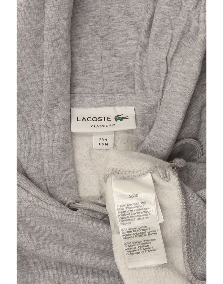 Suéter com capuz gráfico masculino Lacoste tamanho 4 bloco cinza médio