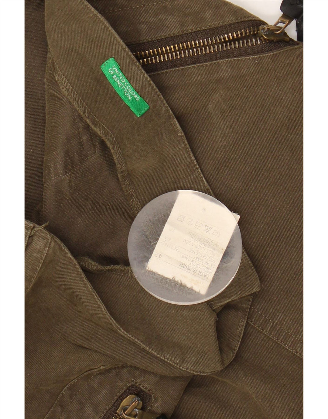 Calça cargo feminina reta BENETTON IT 42 médio W30 L31 algodão cáqui