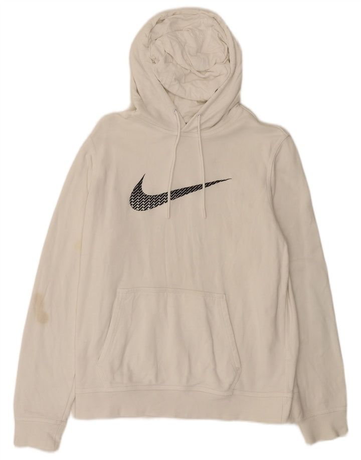 NIKE Mens Graphic Hoodie Jumper Médio Algodão Branco