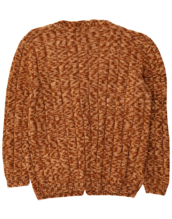 Suéter Cardigan Masculino Vintage XL Marrom Salpicado