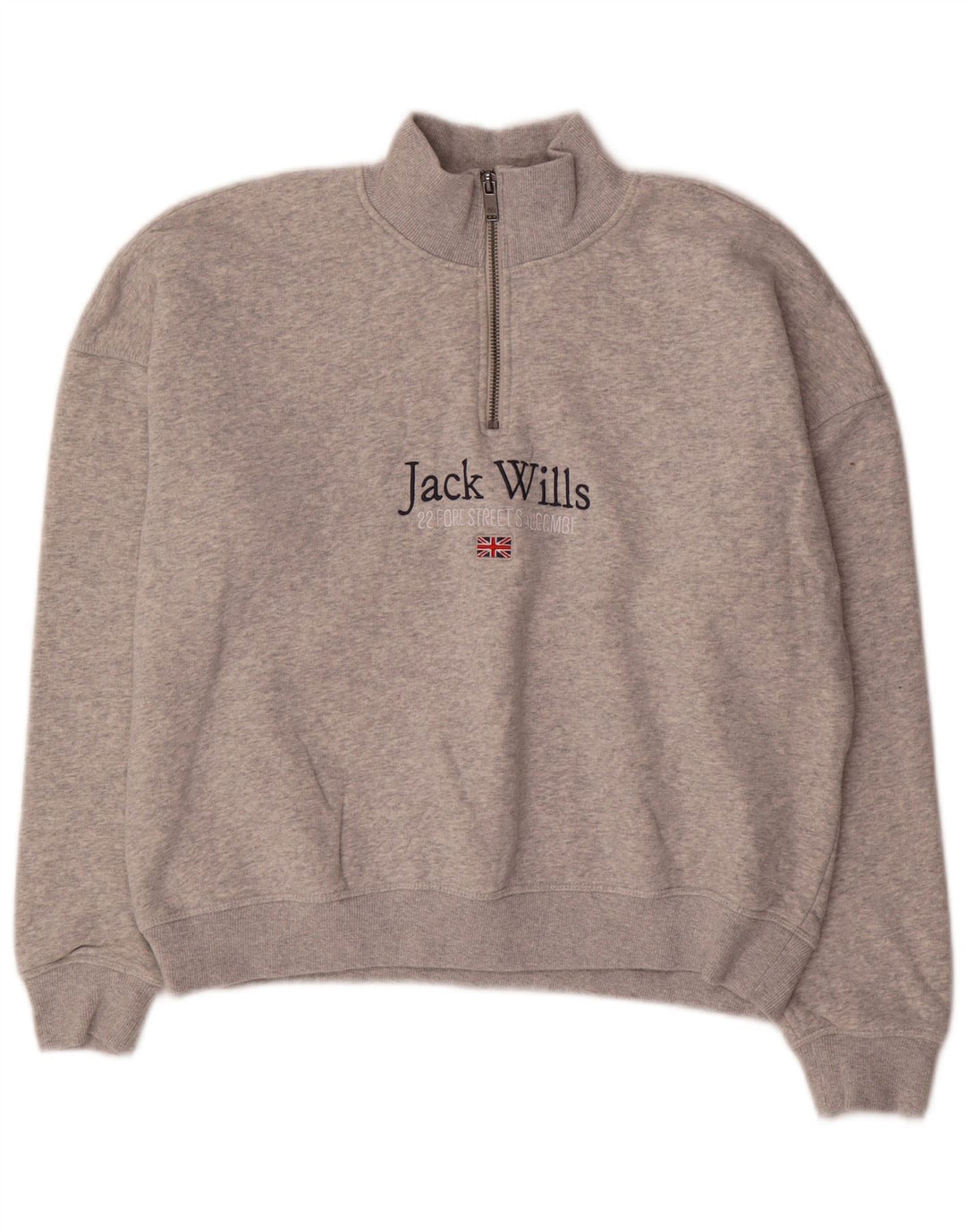 Jack Wills moletom feminino oversized gráfico suéter Reino Unido 10 pequeno cinza