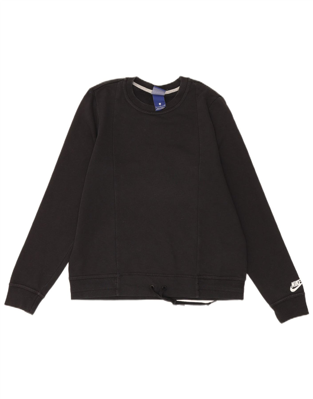NIKE Womens Oversized Sweatshirt Jumper UK 10 Pequeno Algodão Preto