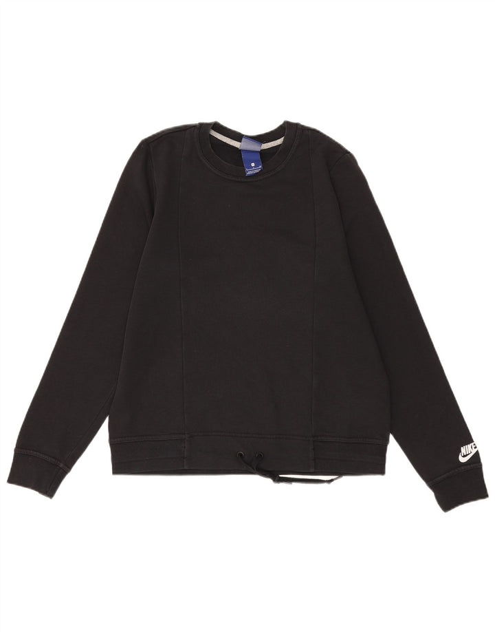NIKE Womens Oversized Sweatshirt Jumper UK 10 Pequeno Algodão Preto