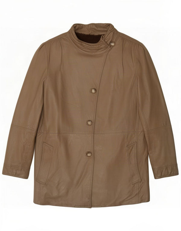 Jaqueta Shearling Feminina Vintage UK 14 Médio Caqui
