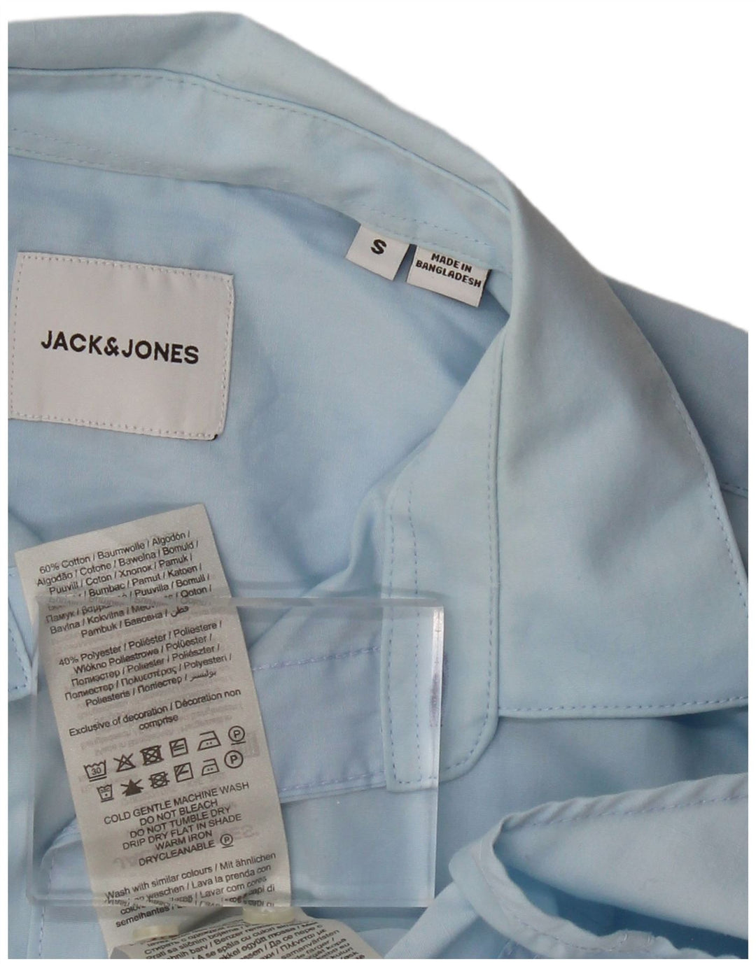 Camisa masculina JACK & JONES pequena azul algodão