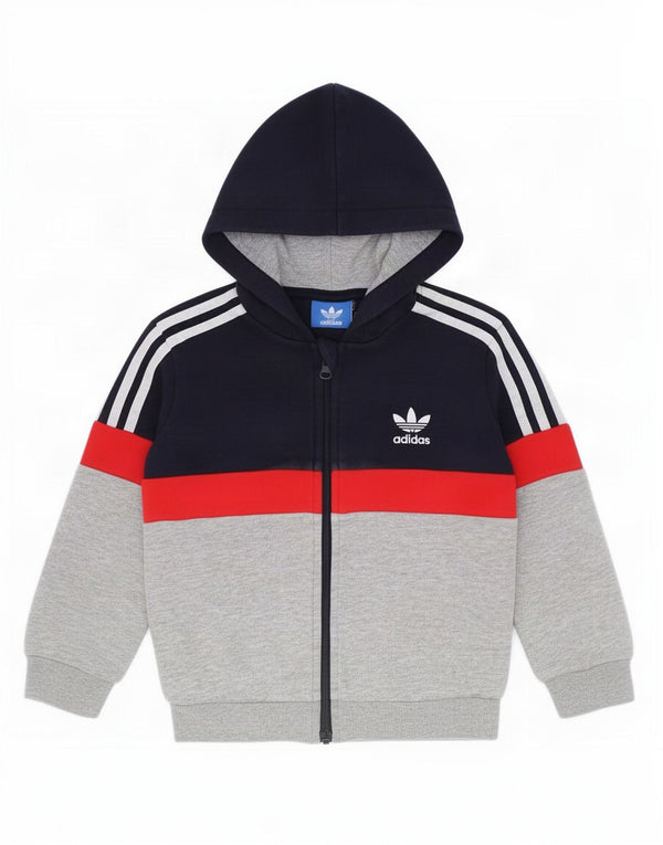 Suéter Adidas Baby Boys com capuz e zíper 18-24 meses cinza colorblock algodão