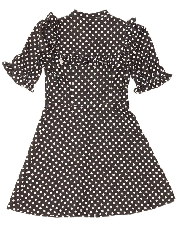 Vestido camisa feminino de manga curta Oasis Reino Unido 10 bolinhas pretas pequenas