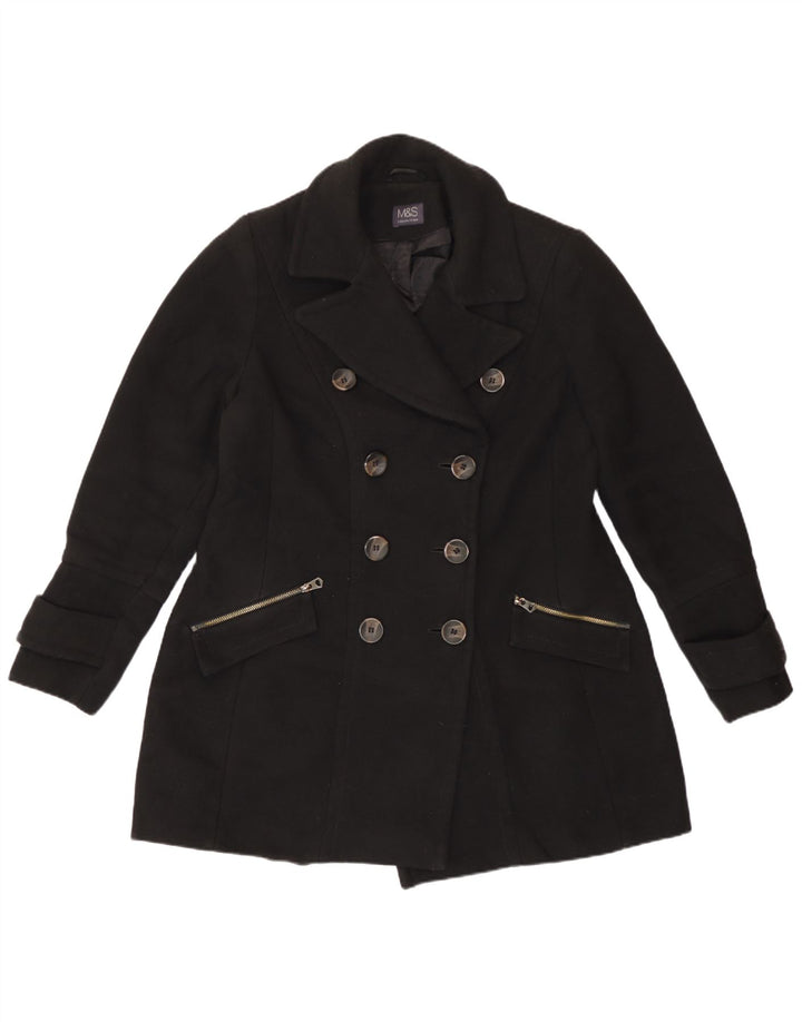 Casaco feminino Marks & Spencer Pea UK 14 grande poliéster preto