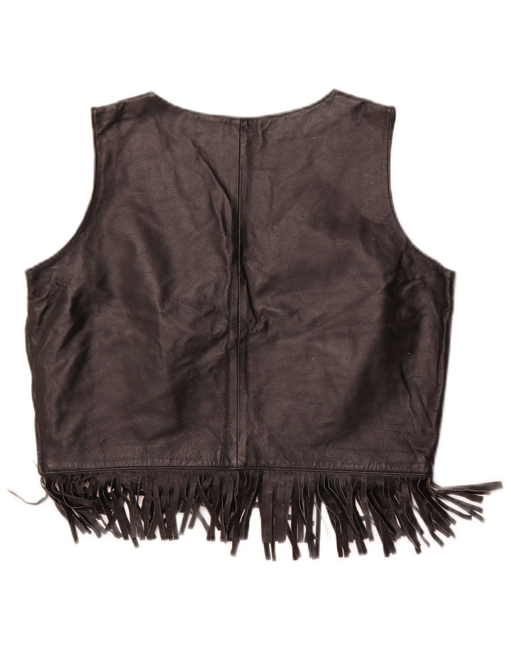 WOODPECKER Coleção feminina casual crop top EU 42 couro preto médio