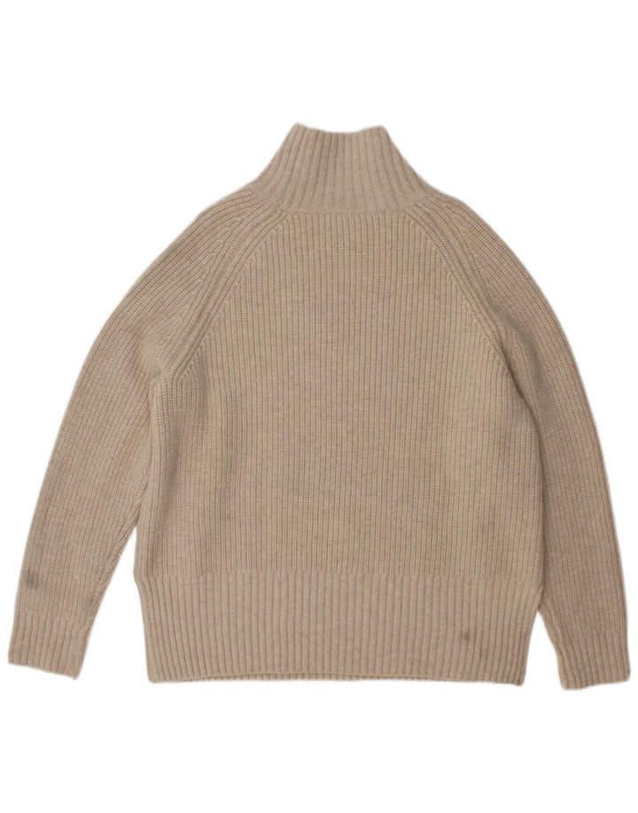 Suéter feminino Zara com gola tartaruga grande, Reino Unido 10, lã bege pequena