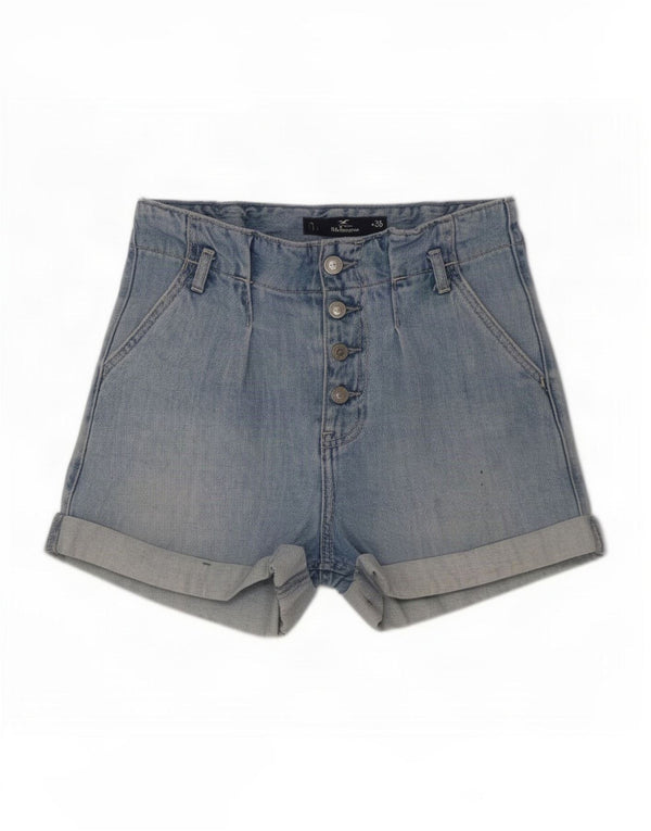 Shorts jeans feminino Hollister EUA 4 pequeno W26 algodão azul
