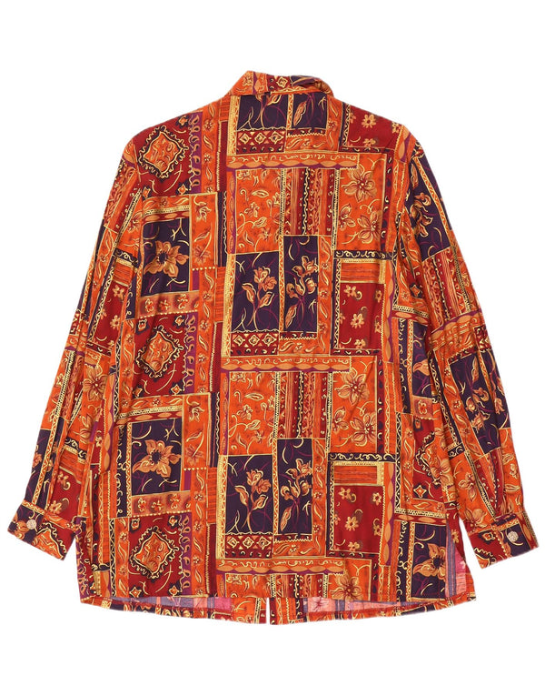 Blusa feminina David Jones EUA 12 grande patchwork multicolorido viscose