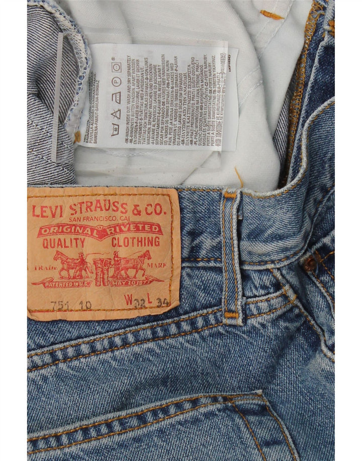 LEVI'S Masculino 751 Straight Jeans W32 L27 Azul Algodão