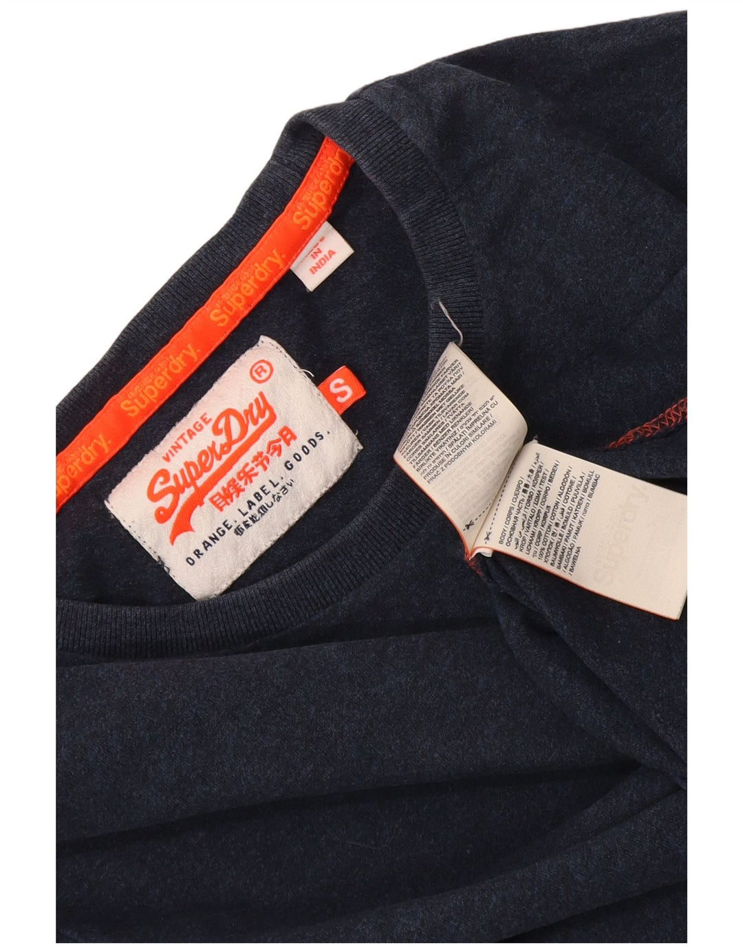 Top masculino Superdry manga comprida pequeno algodão azul marinho