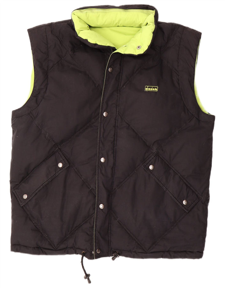 DIADORA Mens Loose Fit Reversível Acolchoado Gilet UK 38 Médio Verde