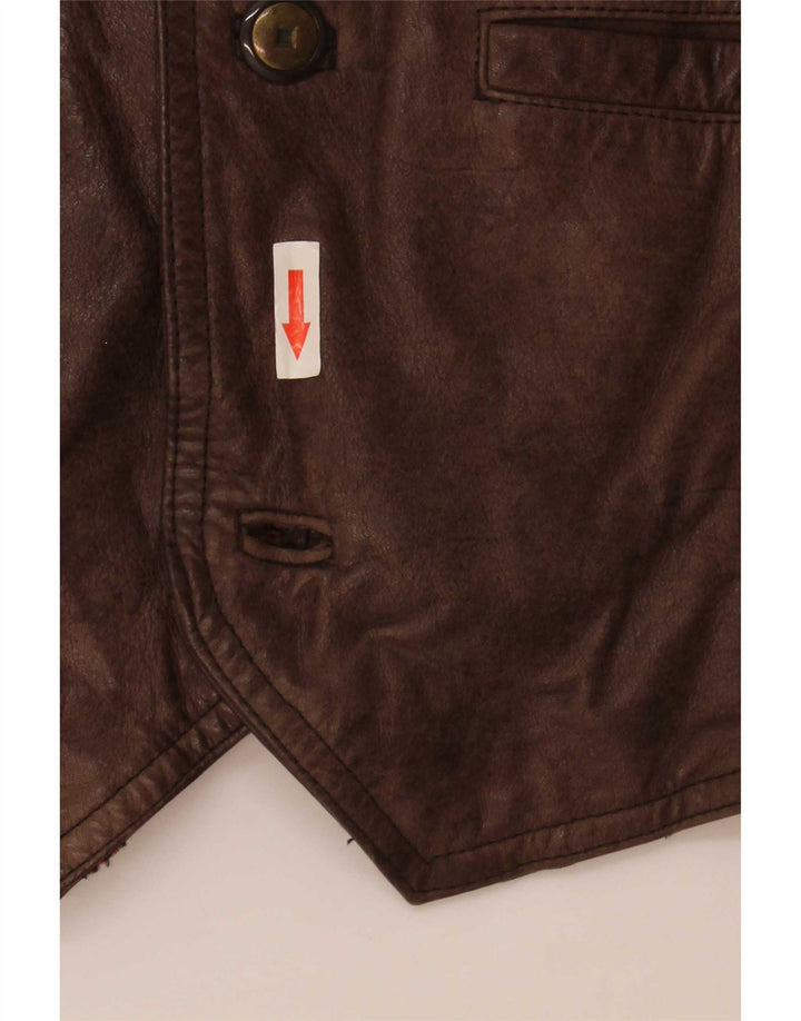 Colete de couro masculino vintage IT 58 2XL marrom