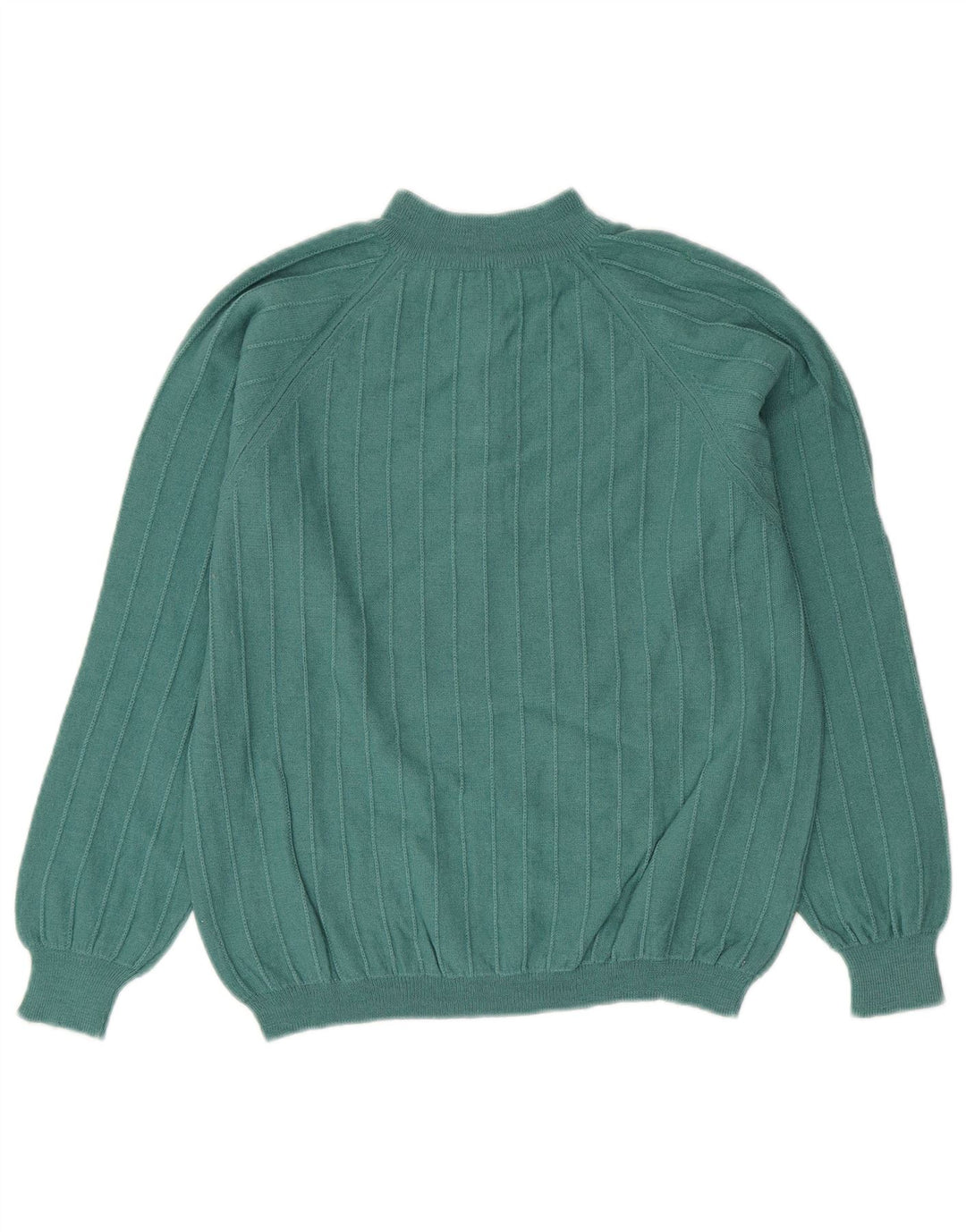 Suéter feminino VINTAGE com gola redonda e botão UK 14 verde médio