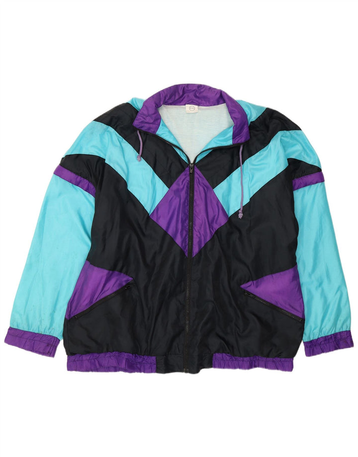 Jaqueta superior de agasalho masculino vintage 2XL Colorblock multicolorido