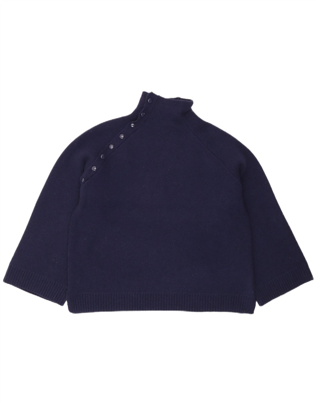 Suéter feminino Zara com gola tartaruga grande, Reino Unido 10, pequeno, azul marinho, lã