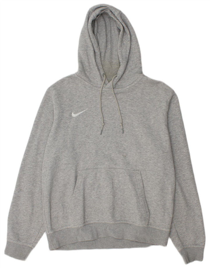 Suéter com capuz gráfico masculino Nike médio cinza algodão manchado